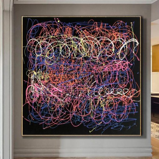 Buy Jackson Pollock Style Painting Original Colorful Painting On Canvas Black Art Abstract Fine Art | COLORFUL APPARITION online shopping cheap