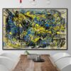 Buy Jackson Pollock Style Paintings On Canvas Abstract Expressionist Painting In Blue And Yellow Colors Modern Handmade Painting | CHAOTIC DREAMS online shopping cheap