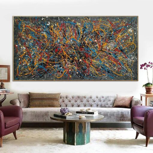 Buy Jackson Pollock Style Paintings On Modern Colorful Painting Abstract Textured Fine Art Handmade Oil Painting | OBLIVION online shopping cheap