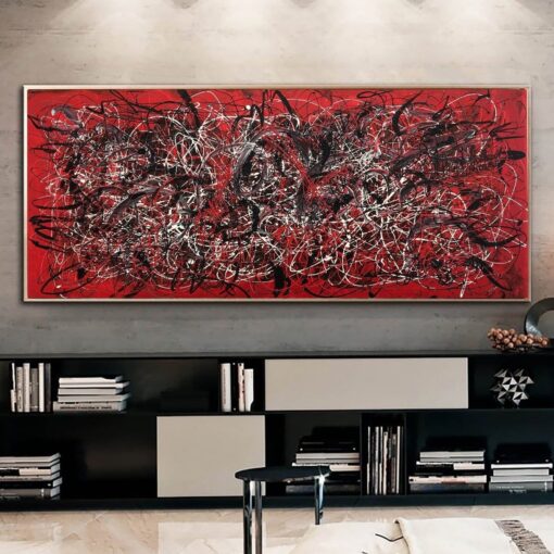 Buy Jackson Pollock Style Paintings On Red Abstract Canvas Art Modern Fine Art Handmade Wall Art | SCARLET DREAMS online shopping cheap