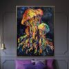 Buy Jellyfish Abstract Oil Painting on Canvas Colorful Impasto Artwork Modern Animal Wall Art Ocean Life Painting Original Texture Art | JELLYFISH FAMILY online shopping cheap
