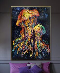 Jellyfish Abstract Oil Painting on Canvas Colorful Impasto Artwork Modern Animal Wall Art Ocean Life Painting Original Texture Art | JELLYFISH FAMILY