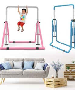 Junior Kid Training Bar Horizontal Gymnastics Bar Indoor Sports Adjustable Blue/Pink Children Home Play Bars