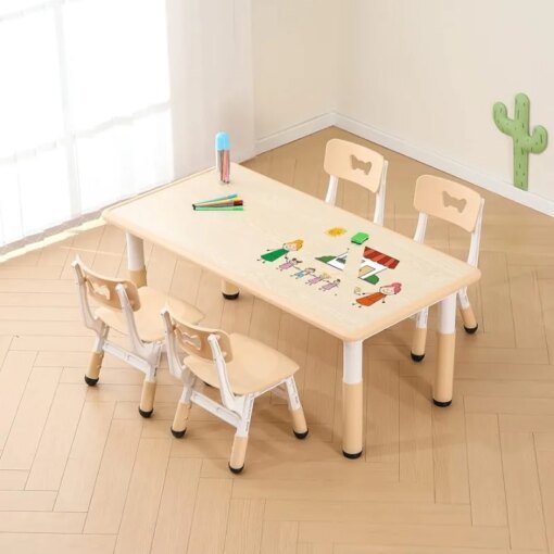 Buy Kids Table and Chair Set Height Adjustable Toddler Table and 4 Chairs Set Kid Activity Art Table Plastic Children Study Table online shopping cheap