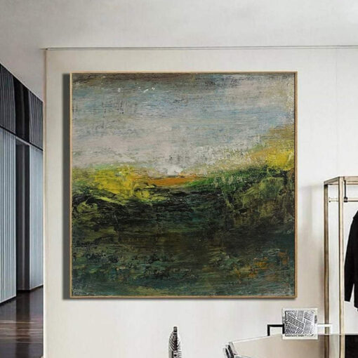 Buy Landscape Paintings On Canvas Large Abstract Paintings Modern Green Paintings Original Wall Art Contemporary Wall Decor | GREEN LAWN online shopping cheap