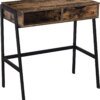 Buy Laptop Writing Desk Table with Drawer and Open Shelf - Metal Frame and Vintage Numeg Brown Finish End table for bedroom Small co online shopping cheap