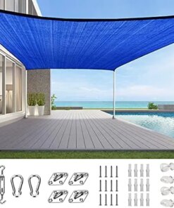 Large 185G HDPE Square Sun Shade Sail 98% UV Block Outdoor Garden with Hardware Kit