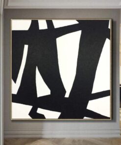 Large Abstract Art Hand Art Black Canvas Art White Franz Kline style | ROAD OF CHANGE