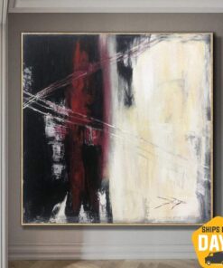 Large Abstract Art White Paintings On Canvas Black Wall Art Texture Painting Original Artwork Modern Wall Decor | WANDERING DREAMS 32"x32"