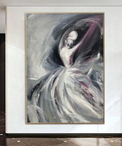 Large Abstract Ballerina Painting on Canvas Black And White Art Original Artwork Oil Painting Contemporary Wall Art for Living Room Decor | MARY