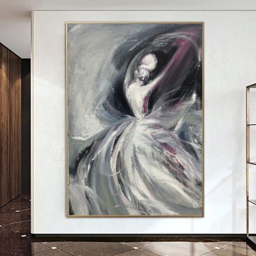 Buy Large Abstract Ballerina Painting on Canvas Black And White Art Original Artwork Oil Painting Contemporary Wall Art for Living Room Decor | MARY online shopping cheap