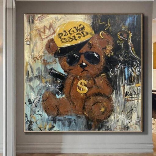 Buy Large Abstract Bear Paintings On Canvas Street Art Painting Original Bear Gangster Painting Graffiti Wall Art Canvas Modern Painting | MODERN BEAR online shopping cheap