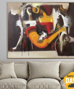 Large Abstract Beige And Brown Paintings On Canvas Original Textured Artwork Wall Decor | IN LOVE 47.2"x59"