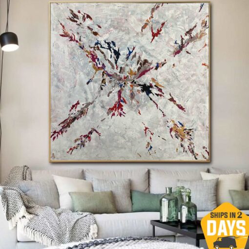 Buy Large Abstract Beige Paintings On Canvas Minimalist Artwork Textured Oil Painting Wall Decor | FELICITY 50"x50" online shopping cheap