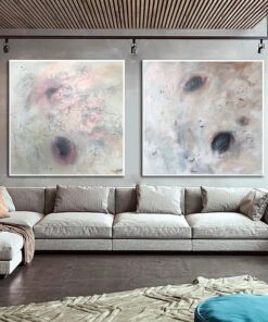 Large Abstract Beige Paintings On Canvas Original Set Of 2 Painting Modern Textured Painting Contemporary Art Ukraine Artist | MOTHER OF PEARL