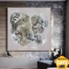 Buy Large Abstract Beige Paintings On Canvas Textured Beige Wall Art Unique Handmade Painting Wall Decor | MAP OF ISLAND 46"x46" online shopping cheap