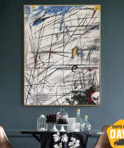 Large Abstract Black And White Painting On Canvas Enamel Layers Painting Minimalist Art Textured Painting Contemporary Art Wall Decor | GEOMETRIC COLORS 40"x30"