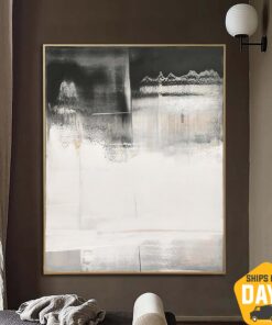 Large Abstract Black And White Paintings On Canvas Textured Minimalist Art Oil Painting Hand Painted Art | WHITE 200 47.24"x37.40"