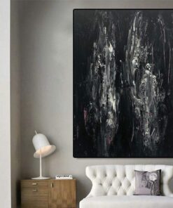 Large Abstract Black Paintings On Canvas Oil Fine Art Contemporary Wall Art Original Wall Decor | ETERNAL BATTLE