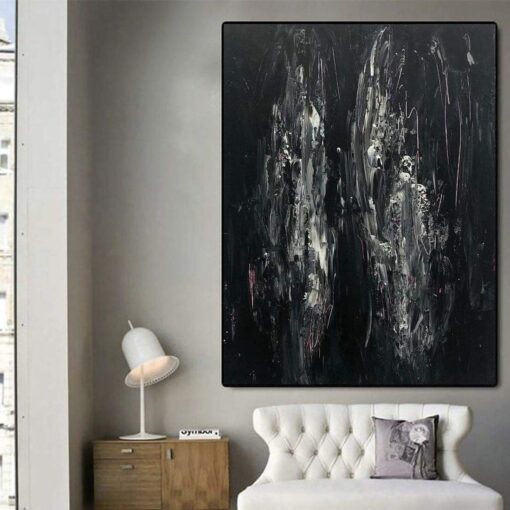 Buy Large Abstract Black Paintings On Canvas Oil Fine Art Contemporary Wall Art Original Wall Decor | ETERNAL BATTLE online shopping cheap