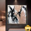Buy Large Abstract Black and White Paintings On Canvas Beige Painting Minimalist Hand Painted Art Textured Wall Art | THE CATCHER IN THE RYE 46"x46" online shopping cheap