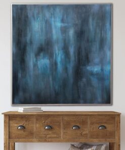 Large Abstract Blue Paintings On Canvas Minimalist Deep Blue Art 60×60" Custom Painting Navy Blue Art Monochrome Painting | DEEP BLUE NIGHT