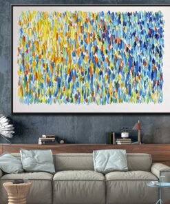 Large Abstract Canvas Art Abstract Painting Canvas Blue Art Yellow Paintings On Canvas Acrylic Painting On Canvas Wall Art | MAGNIFICENT MEADOW