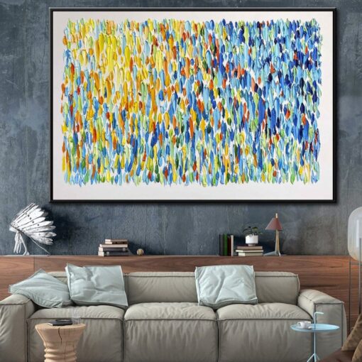 Buy Large Abstract Canvas Art Abstract Painting Canvas Blue Art Yellow Paintings On Canvas Acrylic Painting On Canvas Wall Art | MAGNIFICENT MEADOW online shopping cheap