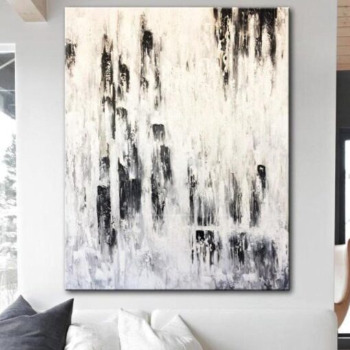 Buy Large Abstract Canvas Black And White Art Original Painting Abstract Palette Knife Art Contemporary | RAIN DRAPE online shopping cheap