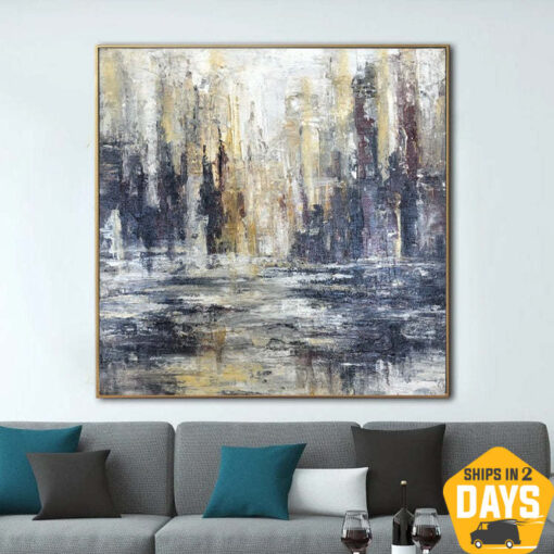 Buy Large Abstract City Paintings On Canvas Expressionism Art Modern Textured Painting Contemporary Art Creative Painting | VENICE 15.7"x15.7" online shopping cheap