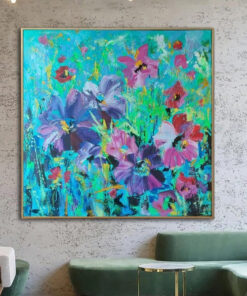 Large Abstract Colorful Flowers Paintings on Canvas Original Floral Art Contemporary Art Modern Textured Painting | FLORAL RESONANCE