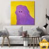 Large Abstract Colorful Ghost Paintings On Canvas Original Textured Oil Painting Minimalist Wall Decor | PURPLE GHOST 40"x40"