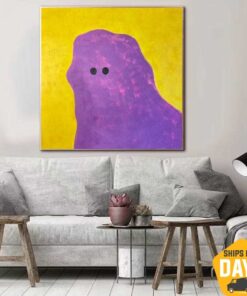 Large Abstract Colorful Ghost Paintings On Canvas Original Textured Oil Painting Minimalist Wall Decor | PURPLE GHOST 40"x40"