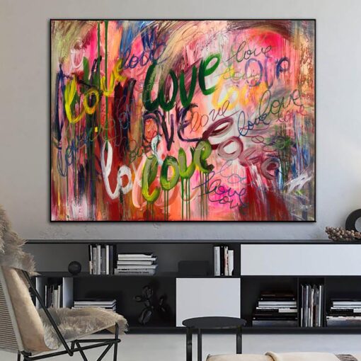 Buy Large Abstract Colorful Love Painting On Canvas Original Texture Painting Modern Oil Artwork Contemporary Art | LOVE GRAFFITI online shopping cheap
