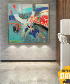 Large Abstract Colorful Oil Paintings On Canvas Creative Vivid Wall Art Contemporary Painting | BLOOMING LIFE 39.37"x39.37"