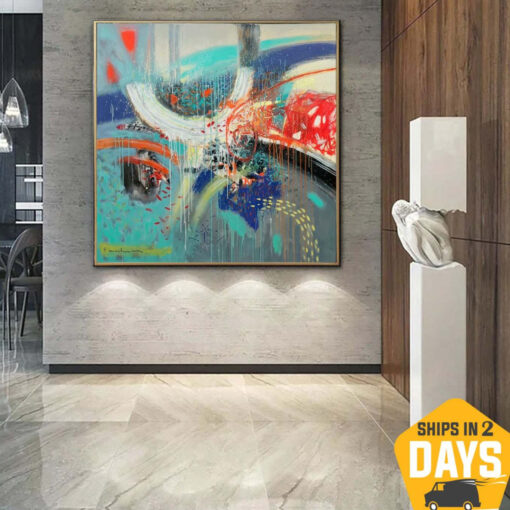 Buy Large Abstract Colorful Oil Paintings On Canvas Creative Vivid Wall Art Contemporary Painting | BLOOMING LIFE 39.37"x39.37" online shopping cheap