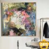 Large Abstract Colorful Oil Paintings On Canvas Creative Wall Art Contemporary Painting Original for Indie Room Decor | DOPAMINE 39.37"x39.37"