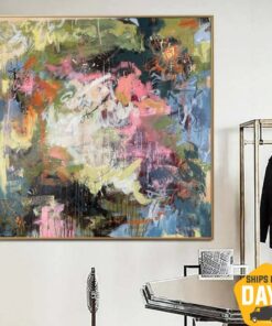Large Abstract Colorful Oil Paintings On Canvas Creative Wall Art Contemporary Painting Original for Indie Room Decor | DOPAMINE 39.37"x39.37"