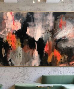 Large Abstract Colorful Painting on Canvas Black Wall Art Hand Painted Art Modern Oil Painting Contemporary Wall Art for Indie Room Decor | RAIN OF SPRING