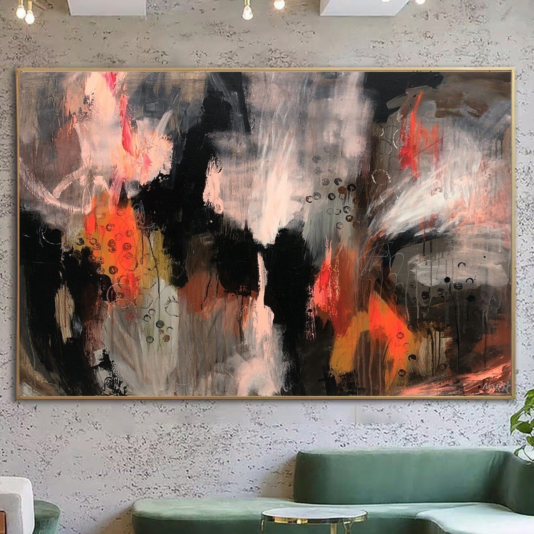 Buy Large Abstract Colorful Painting on Canvas Black Wall Art Hand Painted Art Modern Oil Painting Contemporary Wall Art for Indie Room Decor | RAIN OF SPRING online shopping cheap