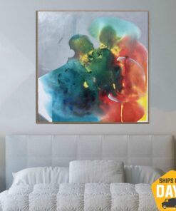Large Abstract Colorful Paintings On Canvas Modern Creative Hand Painted Art Textured Painting Wall Decor | RED MOON 60"x60"