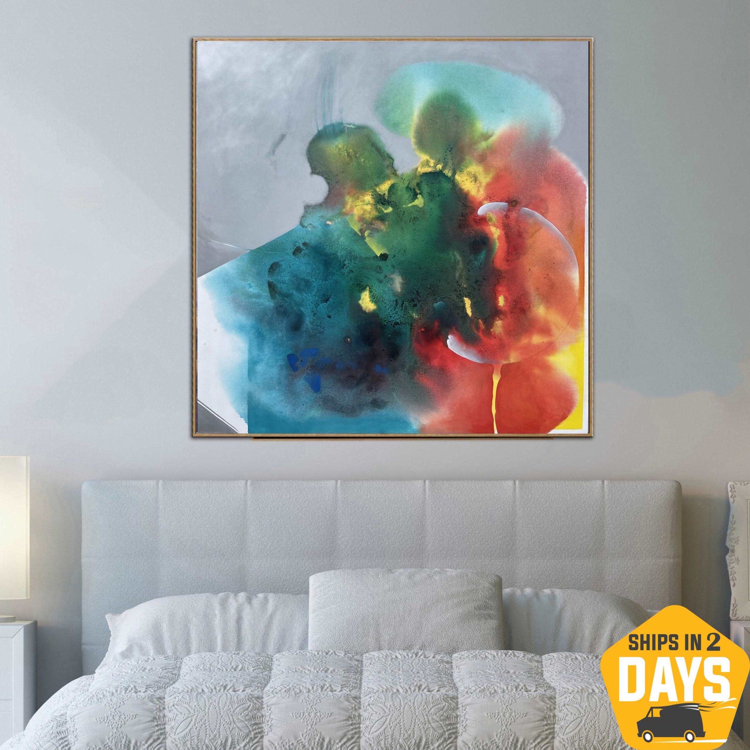 Buy Large Abstract Colorful Paintings On Canvas Modern Creative Hand Painted Art Textured Painting Wall Decor | RED MOON 60"x60" online shopping cheap