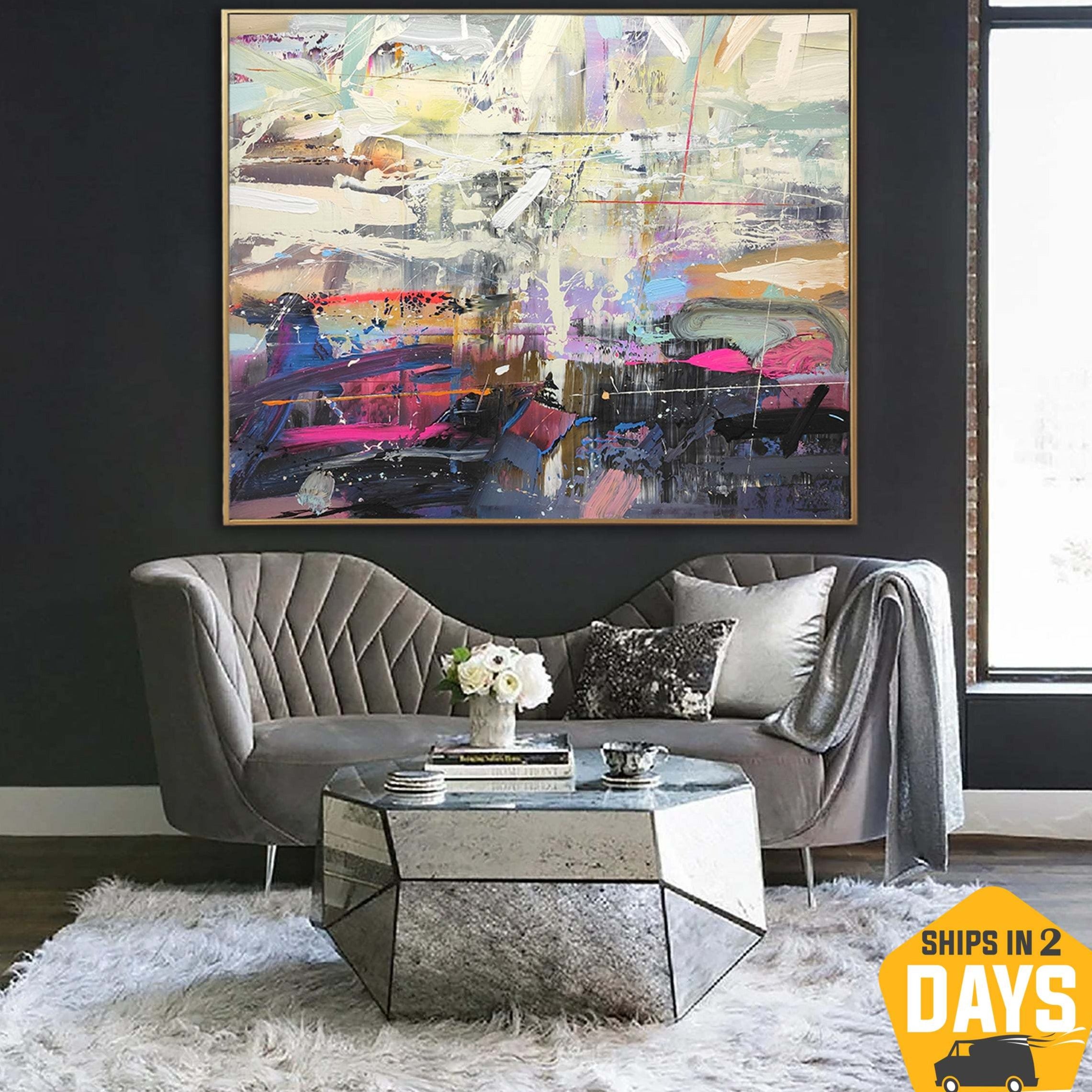 Buy Large Abstract Colorful Paintings On Canvas Original Expressinist Art Textured Painting Hand Painted Oil Painting Wall Decor | DEPTH OF NATURE 17 39.37"x47.24" online shopping cheap