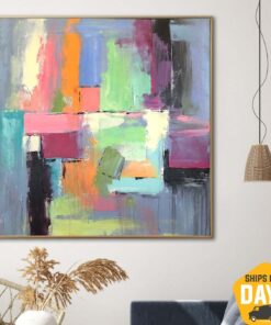 Large Abstract Colorful Paintings On Canvas Puzzle Painting Original Handmade Art Handmade Textured Wall Painting | AUTUMN PUZZLE 27.55"x27.55"
