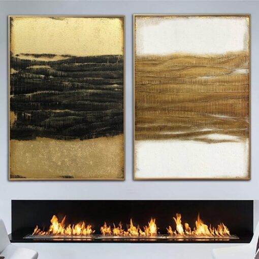 Buy Large Abstract Diptych Painting On Canvas In Gold
