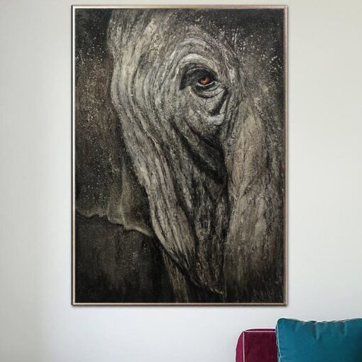 Buy Large Abstract Elephant Paintings On Canvas Gray Animal Fine Art Original Acrylic Painting Expressionism Animal Art | GRAY GIANT online shopping cheap