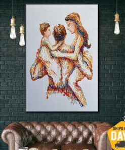 Large Abstract Family Painting Romantic Art Love Painting Oil Paintings On Canvas Contemporary Art Wall Art | MEANING OF LIFE 31"x24"