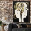 Buy Large Abstract Figurative Black And White Paintings On Canvas Women Faces Art Wall Decor | LOVE COUPLE online shopping cheap