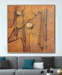 Large Abstract Gold Paintings On Canvas Original Acrylic Painting Creative Geometric Art Textured Hand Painted Art | CLARITY