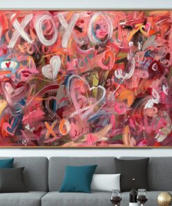 Large Abstract Graffiti Style Paintings On Canvas Modern Urban Fine Art Original Romantic Painting | XOXO